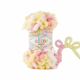ALIZE PUFFY COLOR 6369 св.желтый/св.розовый/белый